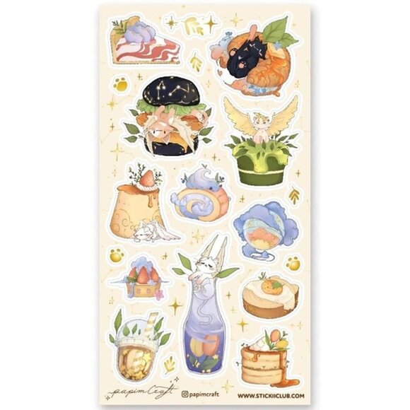 3 for $15 - Celestial Cat Cafe Stickers - 1 Sticker Sheet - NEW in Packaging - Picture 1 of 4